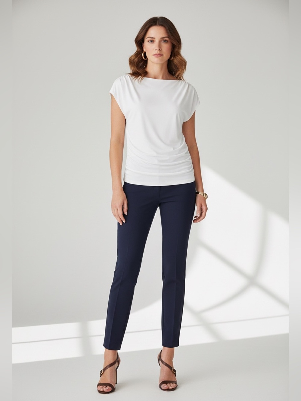 WHBM | Navy Slim Ankle Comfort Stretch Pants 12L